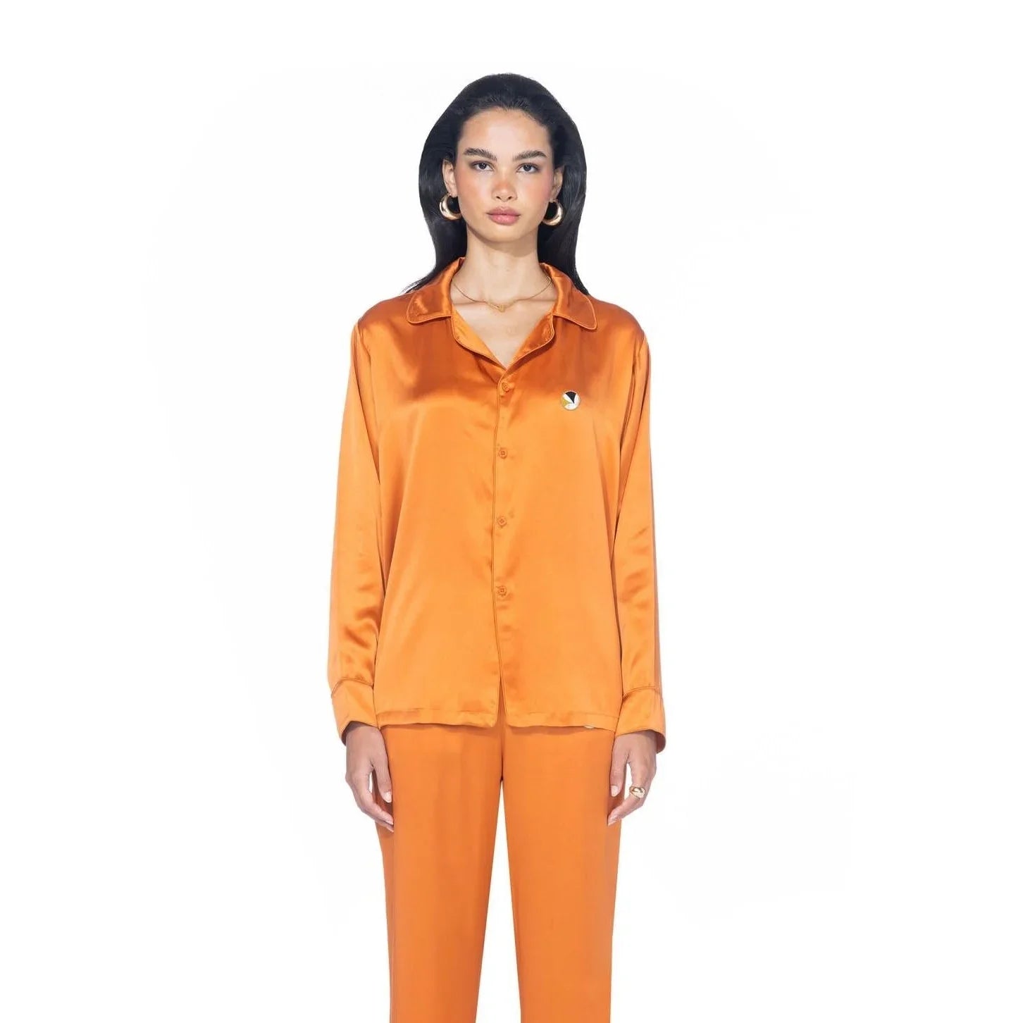 Playboy Silk camicia seta oliva bottoni vestibilità comoda