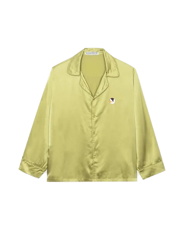 Playboy Silk camicia seta oliva bottoni vestibilità comoda