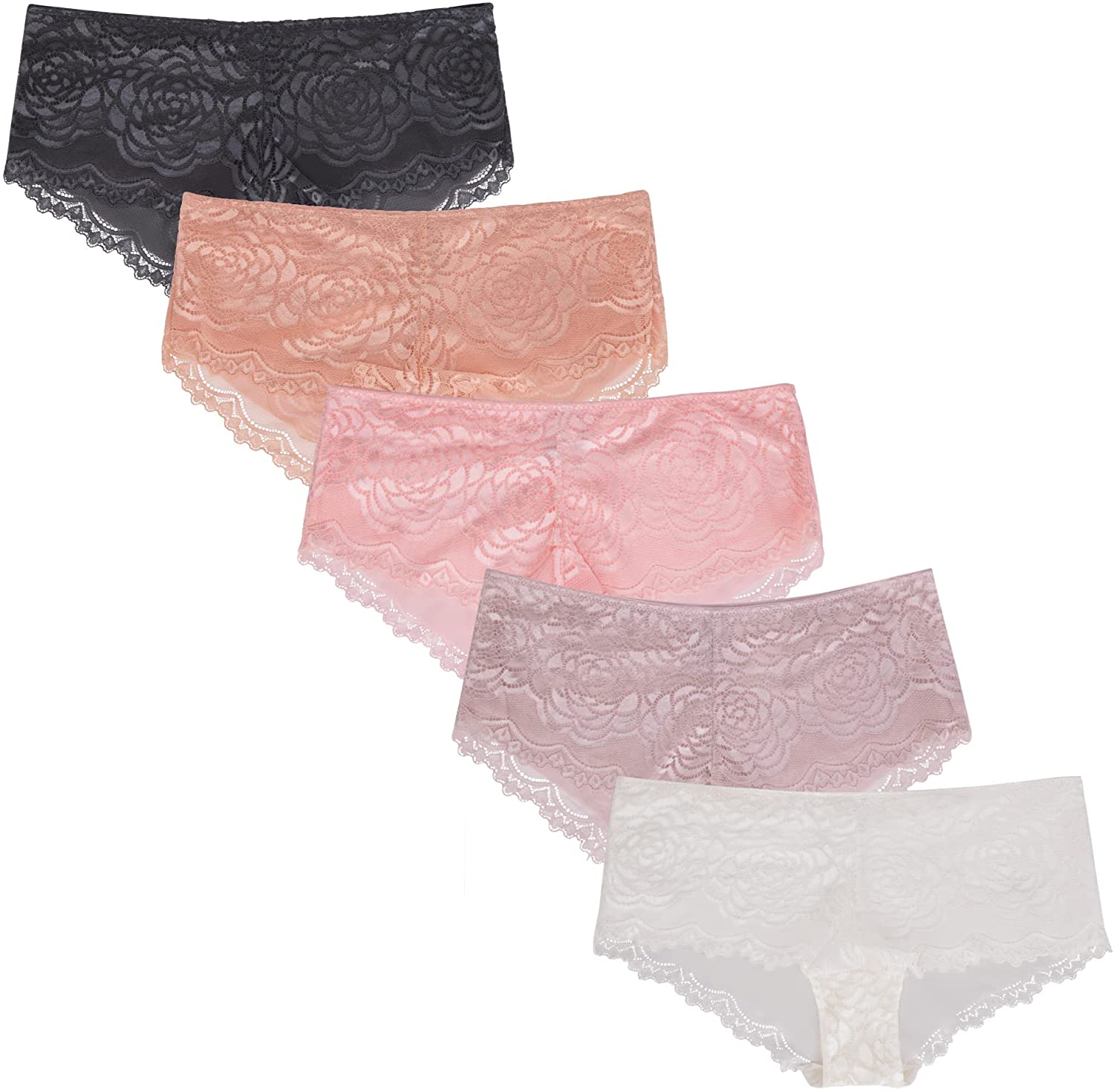 René Rofé Floral Lace Hipster slip pizzo 5 pezzi rosa