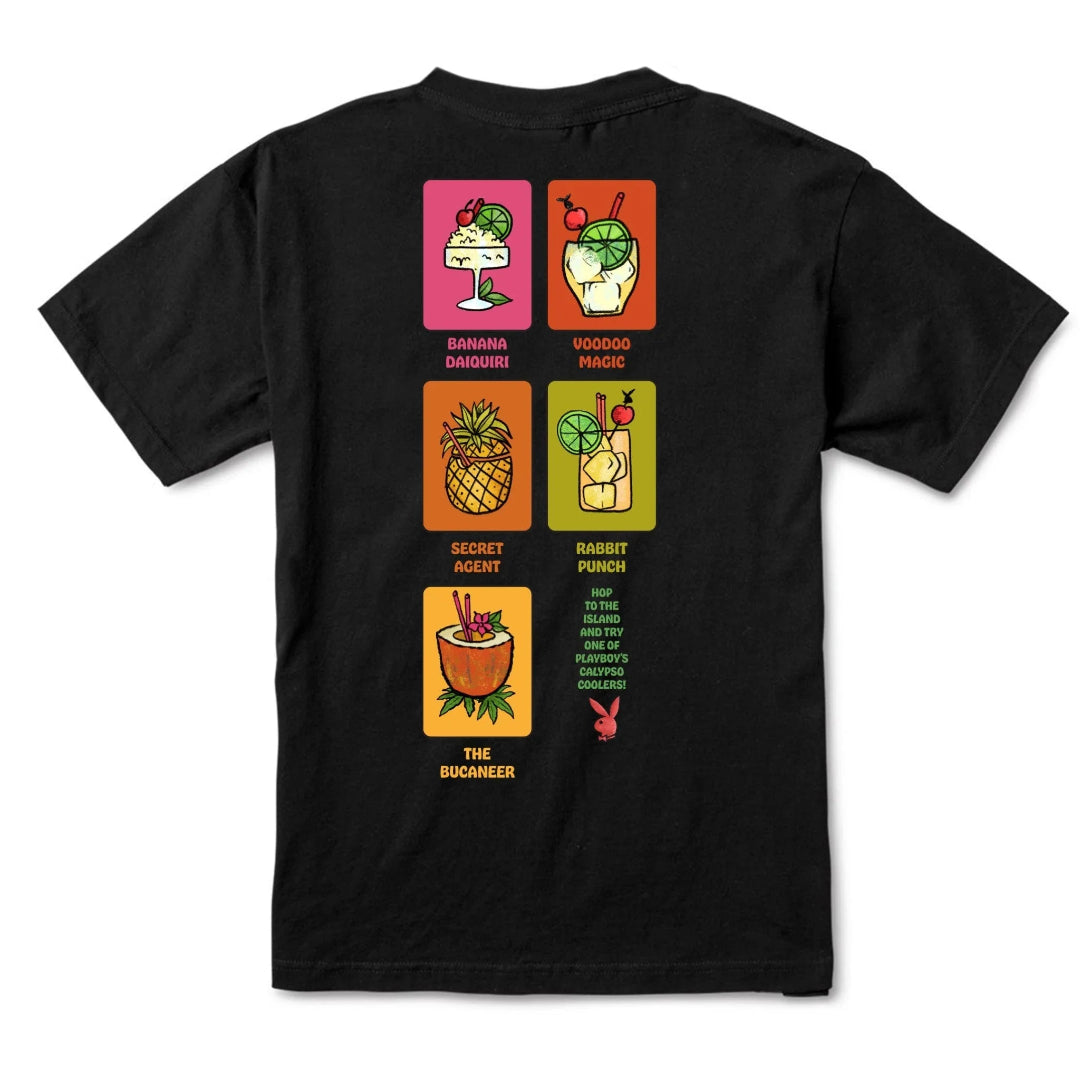 Playboy Jamaica Happy Hour t-shirt nera grafica tropicale