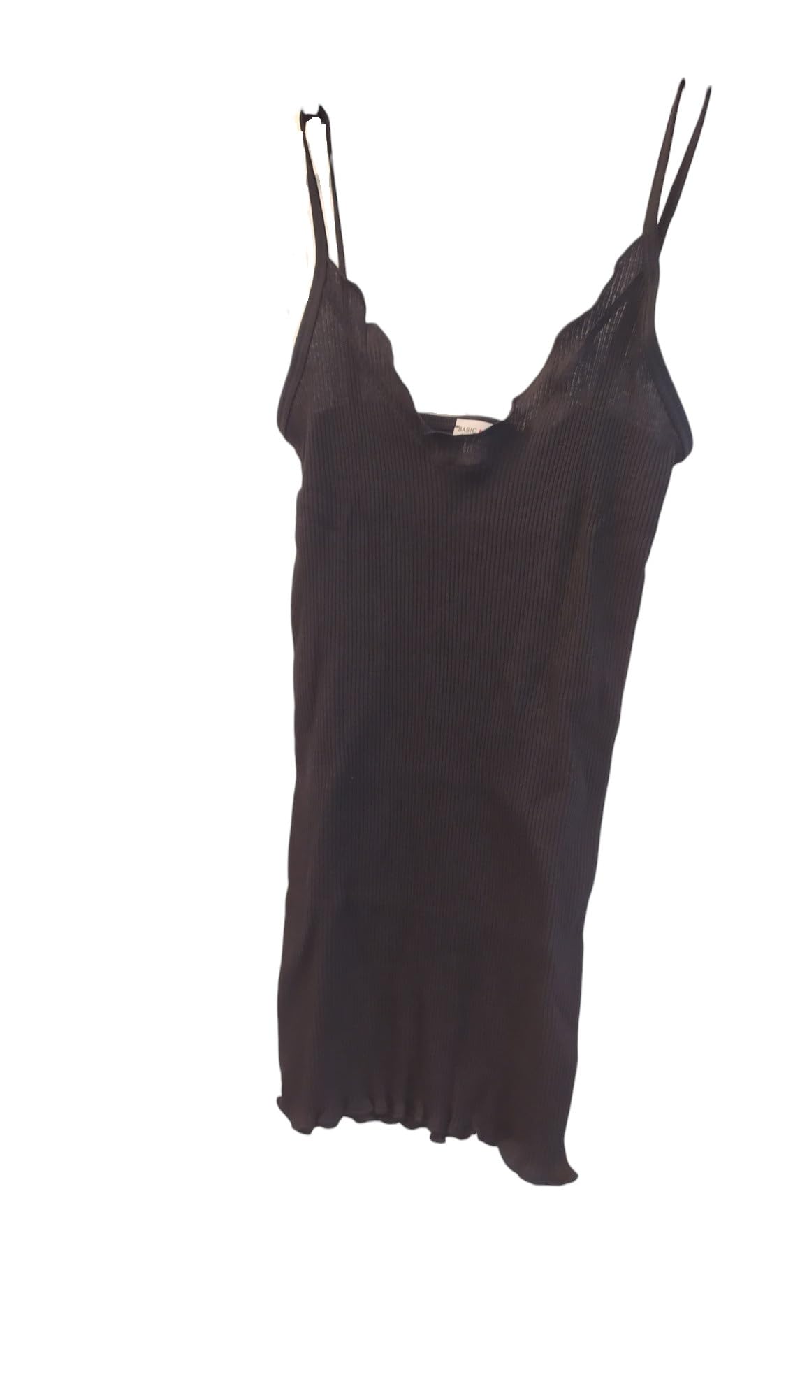 Egi Basic Cotton Top Cotone Plissé Grigio Orlo Lattuga