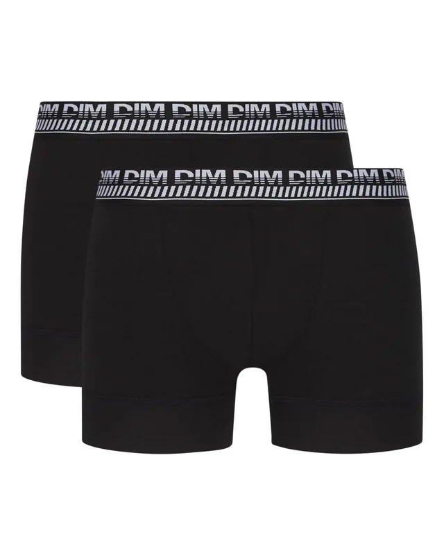 DIM Stay And Fit Boxer Uomo x2 Neri Cotone 3D Flex