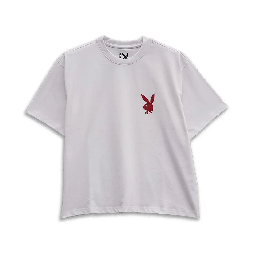Playboy Equestrian Boxy Tee maglietta bianca cotone
