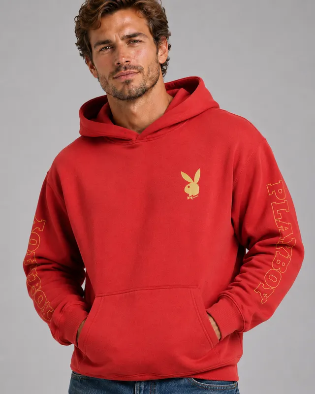 Playboy Bunny Logo hoodie felpa rossa vestibilità oversize