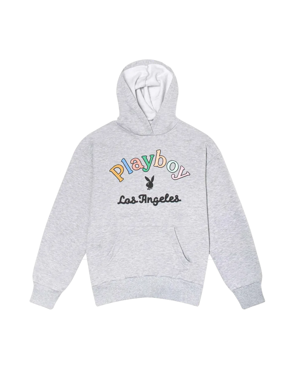 Playboy Rainbow Masthead felpa cappuccio grigia cotone