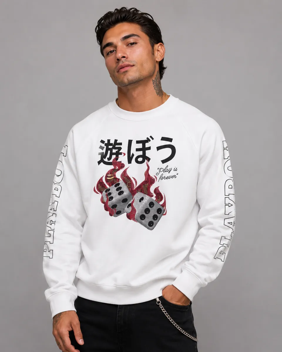 Playboy Dice Sweatshirt felpa bianca dadi