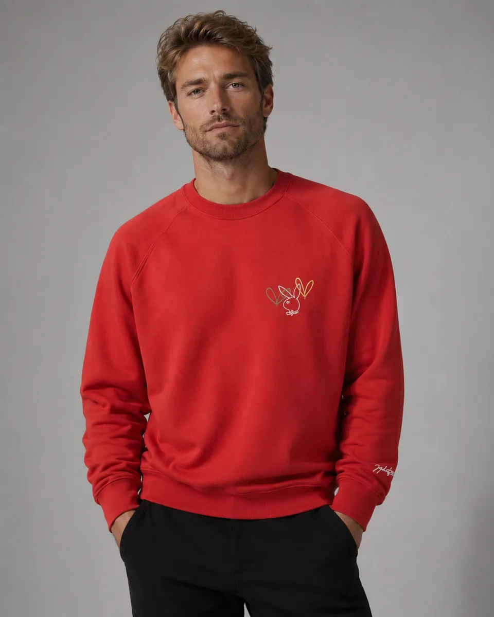 Playboy Petite Love Bunny felpa unisex rossa french terry