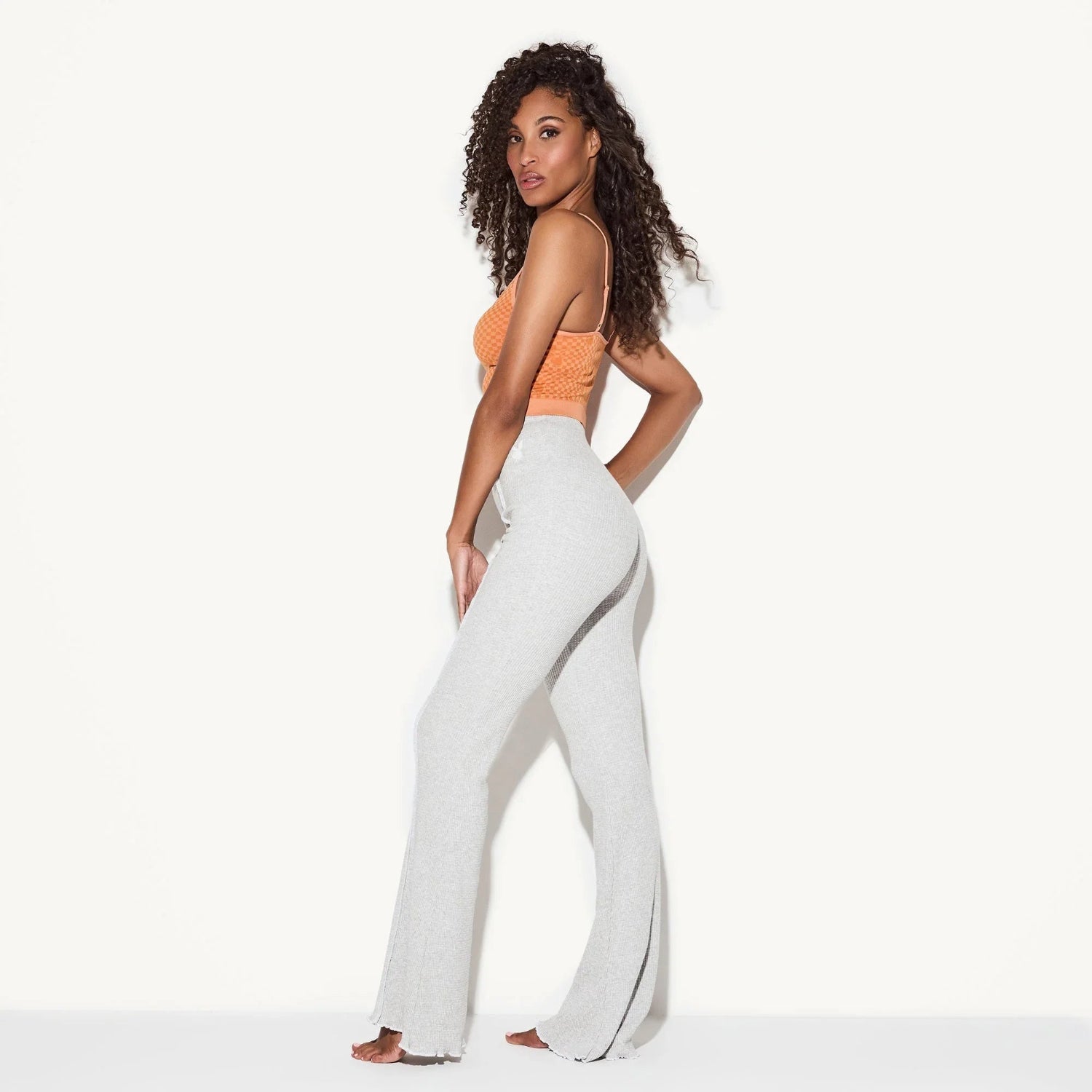 Playboy Flare pantaloni donna costine grigi