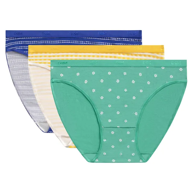 DIM Pockets slip cotone donna x3 blu verde arancio elastico S