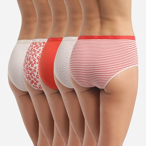 DIM Les Pockets culotte donna x5 S cotone rosso rosa