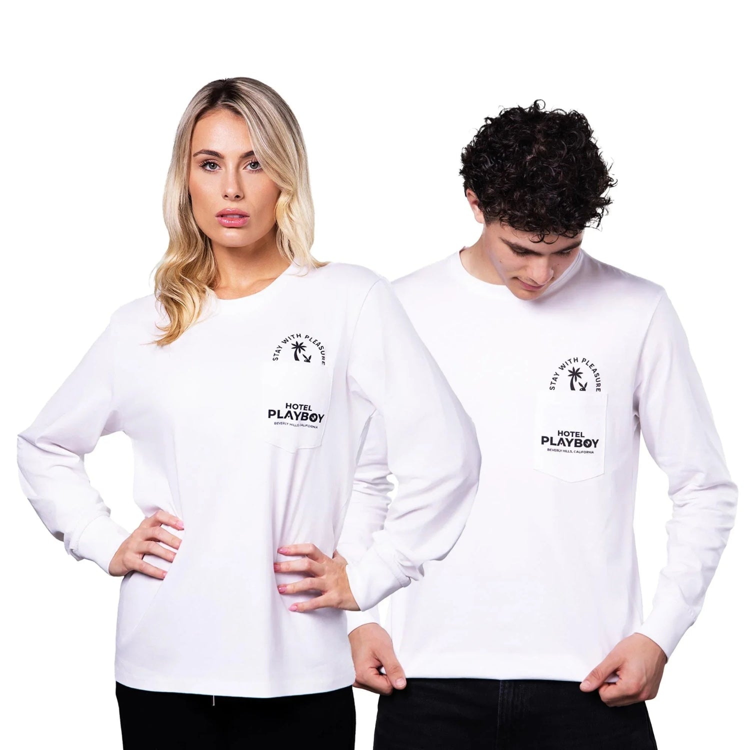 Playboy Hotel Maglia manica lunga bianca cotone