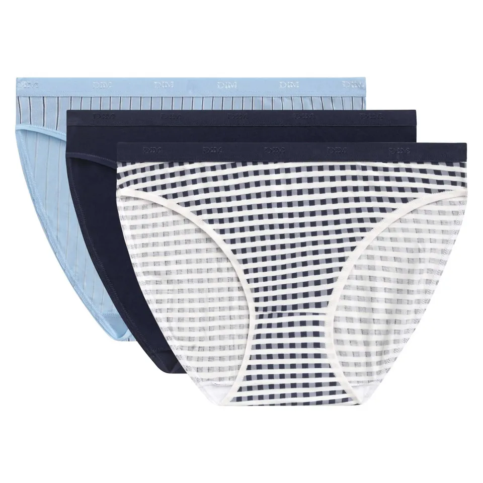 DIM Pockets slip cotone donna x3 nero blu grigio elastico S