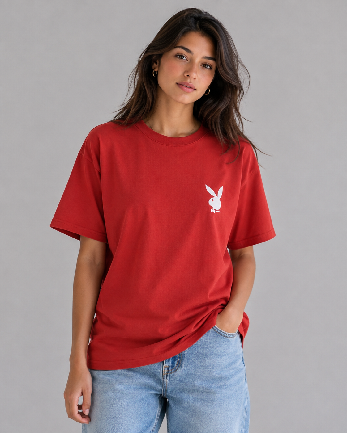 Playboy Eugena Cover t-shirt rossa cotone stampa retro