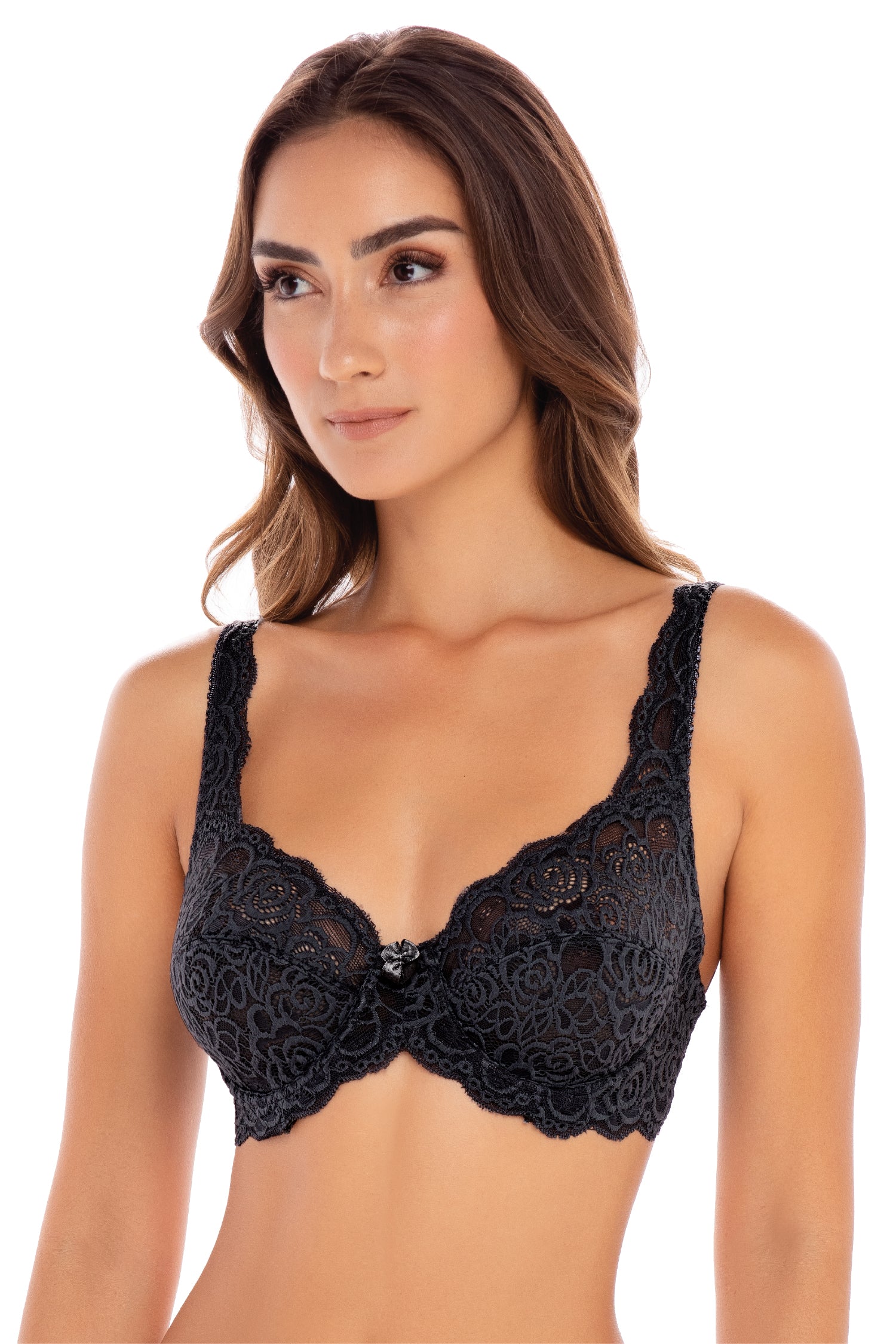René Rofé Stretch Lace Reggiseno Non Imbottito 2 Pezzi 36B Nero