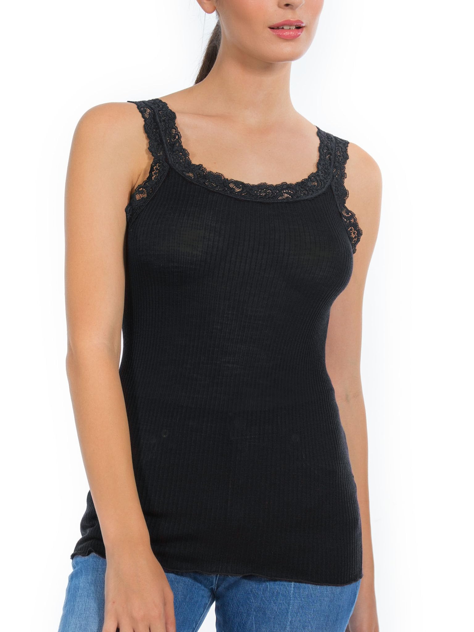 Egi 1491 canottiera donna noce lana seta