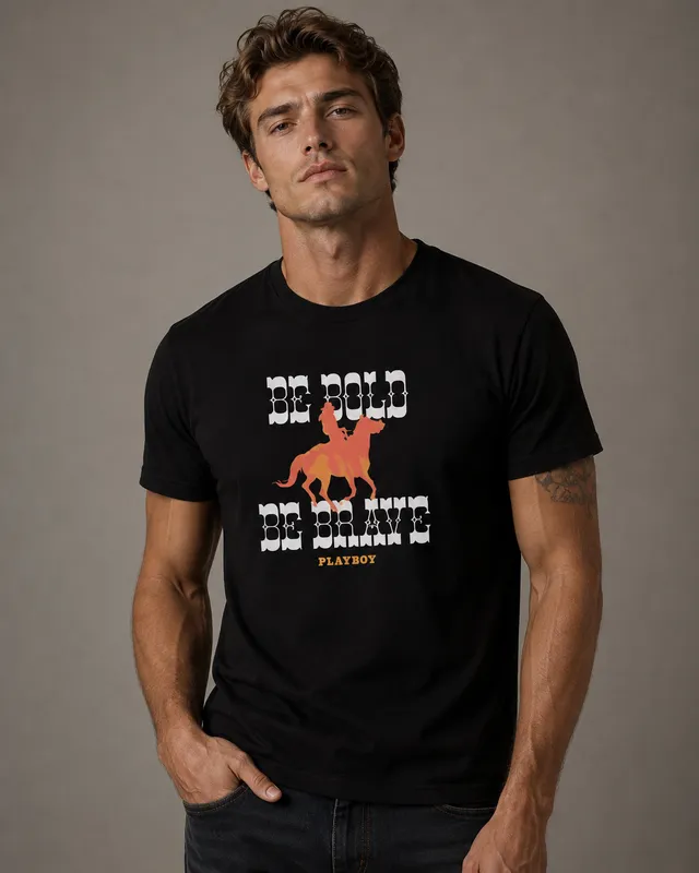 Playboy Be Bold t-shirt cotone nera western unisex