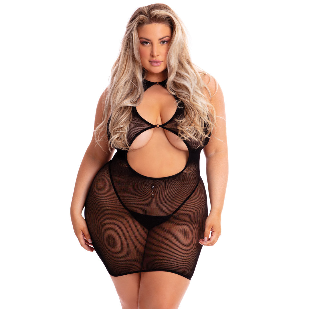 René Rofé Follow Me mini dress nero taglia unica velato