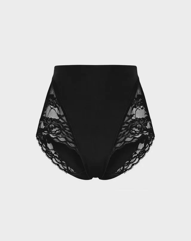 René Rofé Shaping Slip Vita Alta Pizzo 3 Pezzi Nero