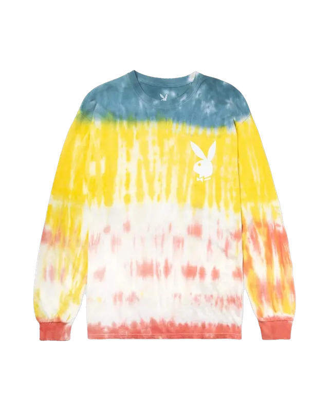 Playboy Tie-Dye Logo maglia maniche lunghe cotone organico