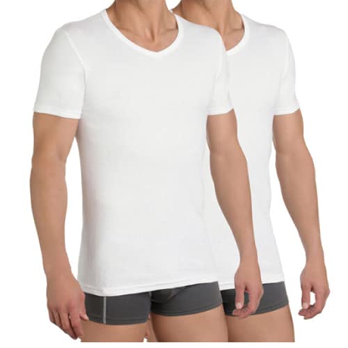 DIM Ecodim T-Shirt Scollo V Uomo Cotone x6 Bianco