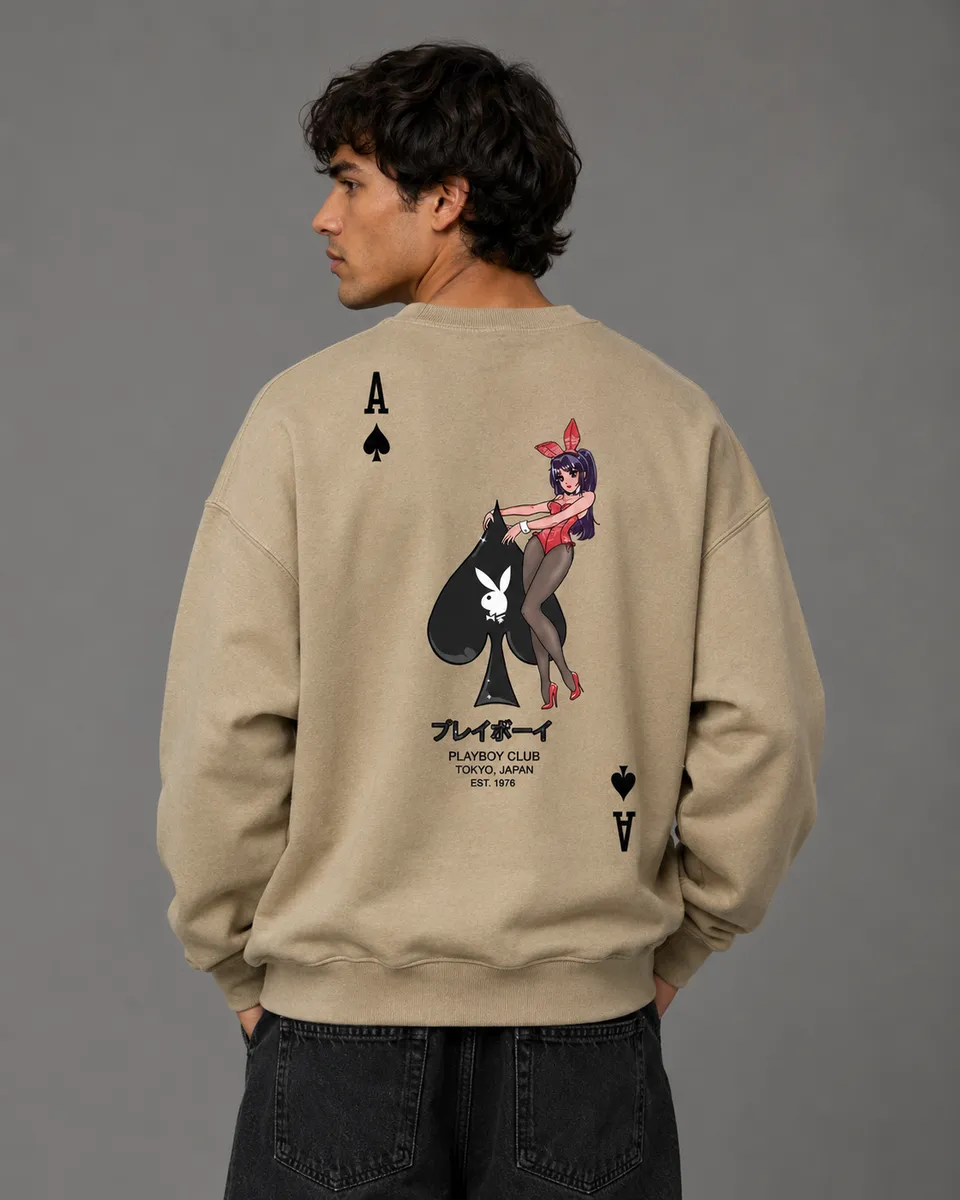 Playboy Ace of Spades felpa girocollo sabbia S