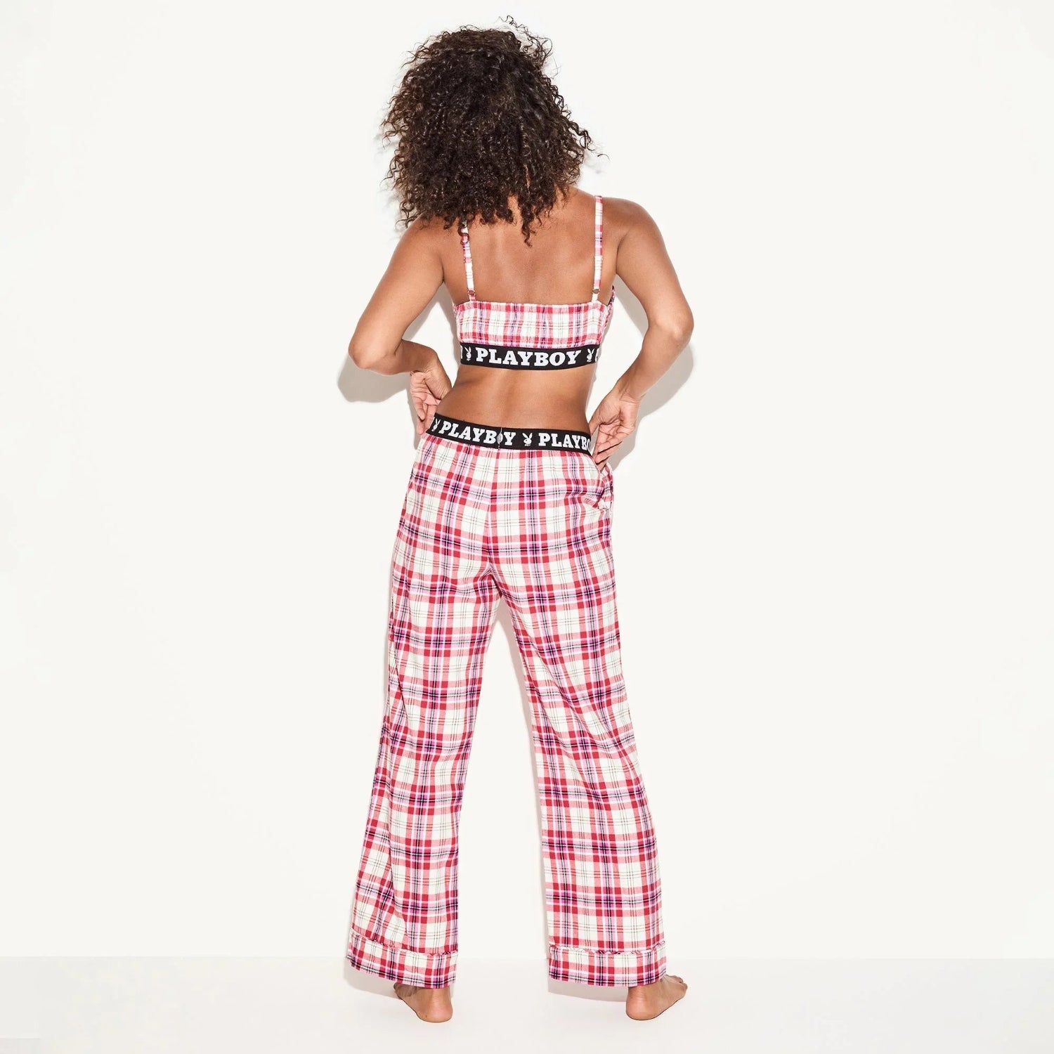 Playboy Flannel Sleep bralette rosa quadri