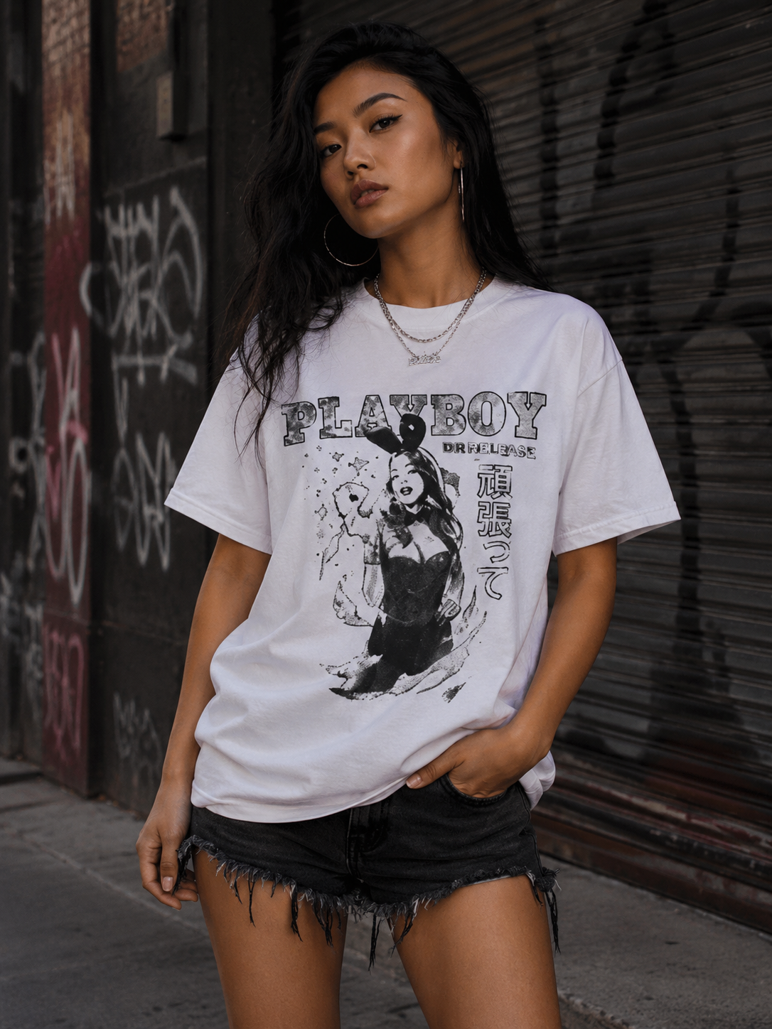 Playboy Bunny Luck Tee t-shirt bianca cotone
