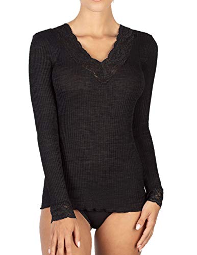 Egi maglia donna micro lana maniche lunghe scollo V pizzo