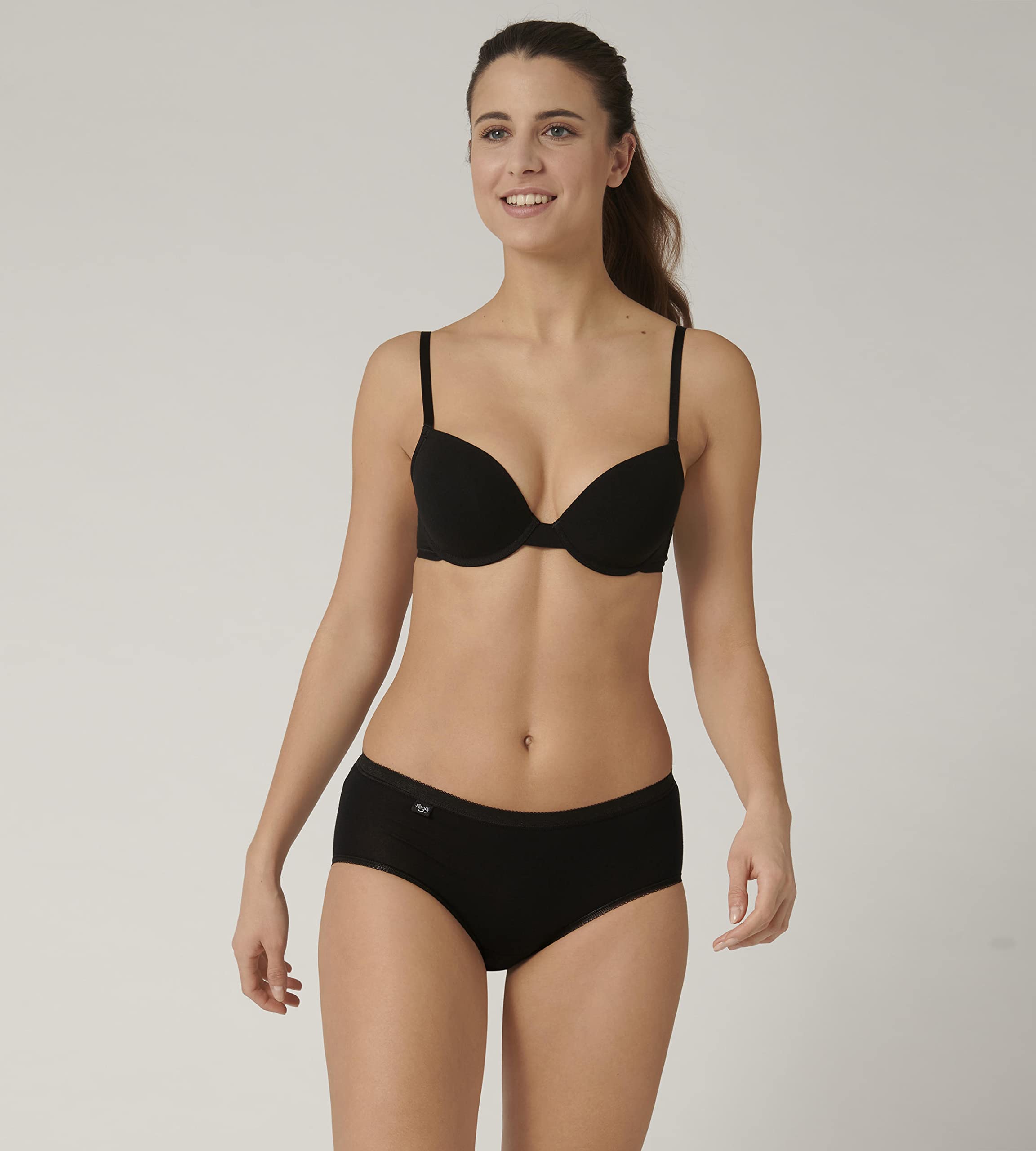Sloggi Basic+ Midi Slip Donna 3 Pezzi Cotone Bianco Nero