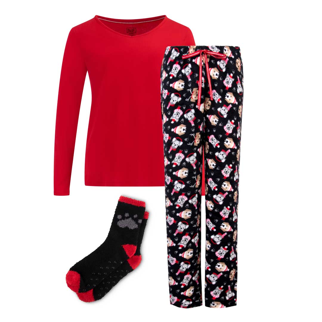 René Rofé Christmas pigiama natalizio 3 pezzi renne rosse M
