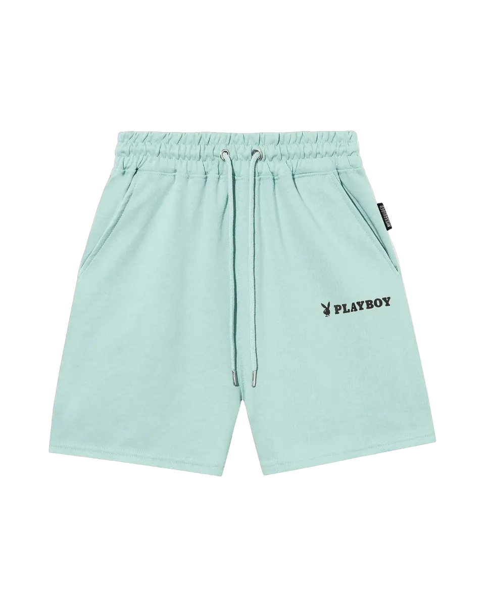 Playboy Logo Boyfriend Short shorts Mint cotone