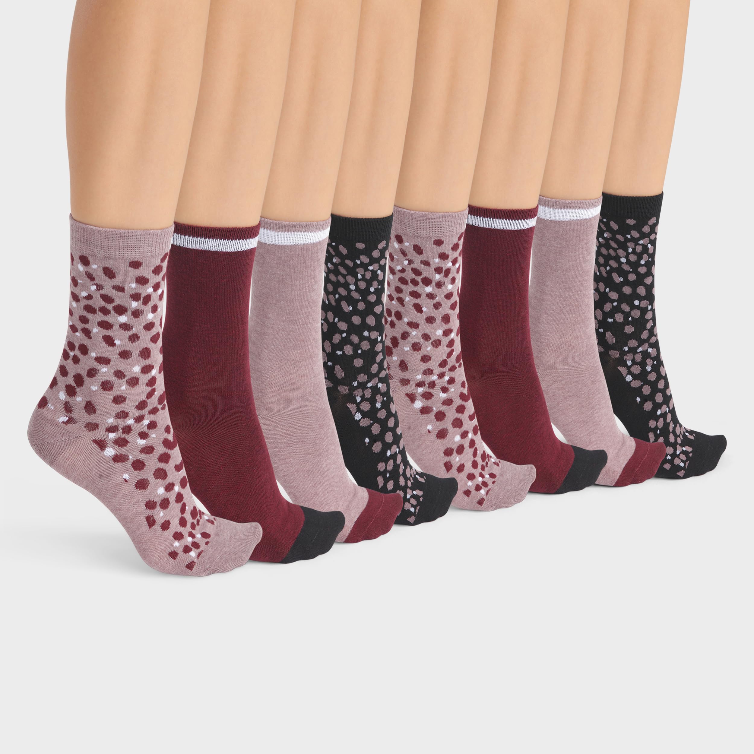 DIM Ecodim Style Coton Calzini Donna x8 Marrone Nero Rosso