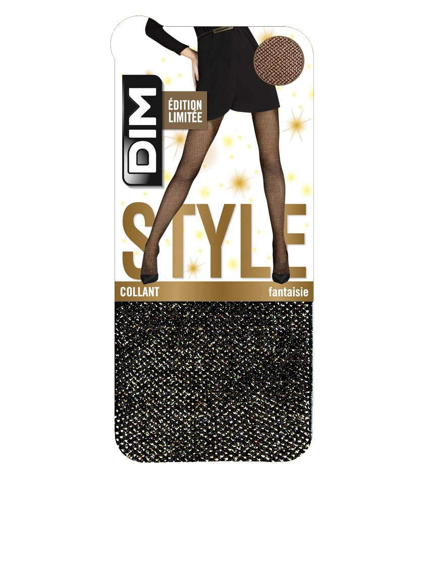 DIM Style Resille Lurex Argento collant rete nuova pelle S-M
