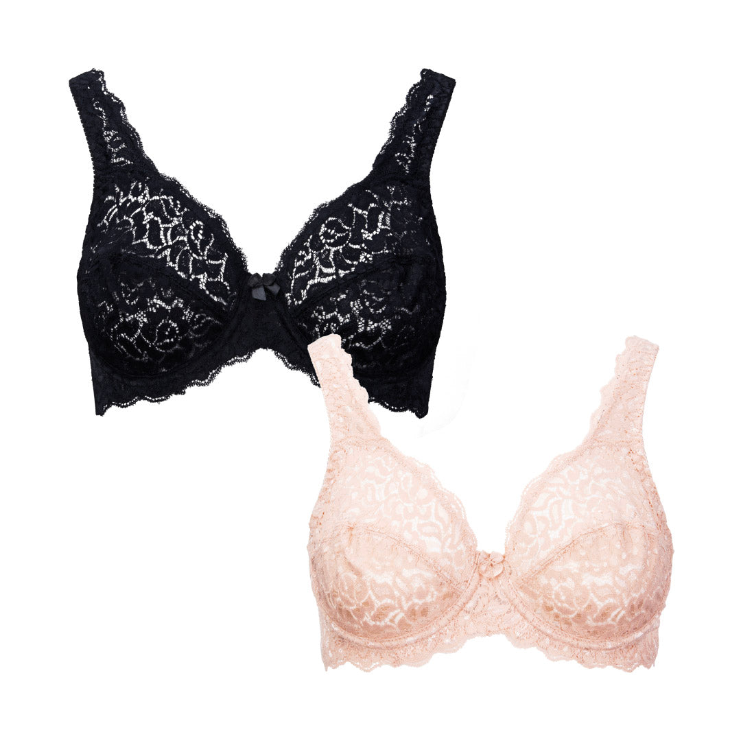 René Rofé Stretch Lace Reggiseno Non Imbottito 2 Pezzi 36B Nero