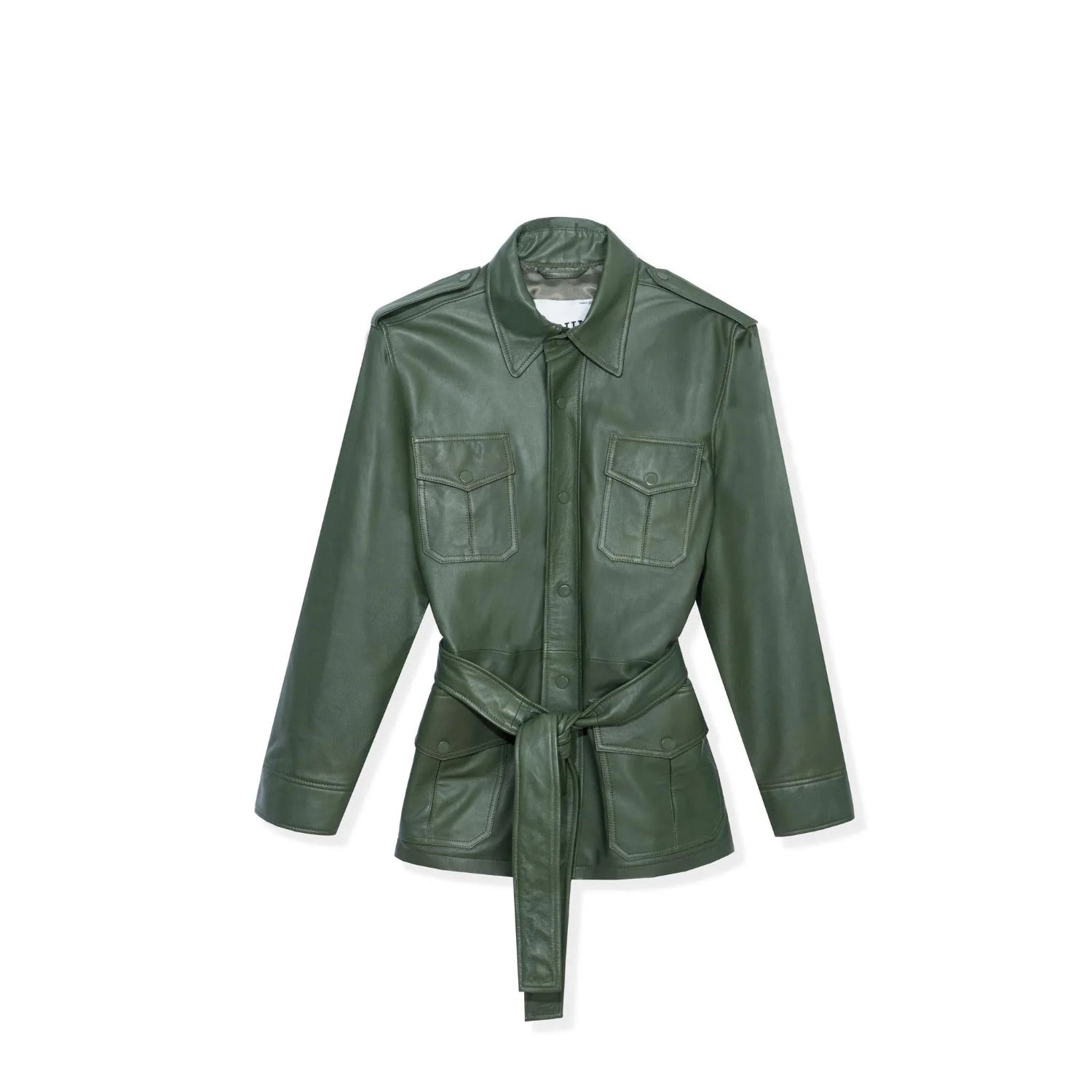 Playboy Safari giacca pelle nappa moss cintura