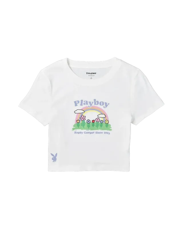 Playboy Rainbow Baby maglietta donna bianca crop