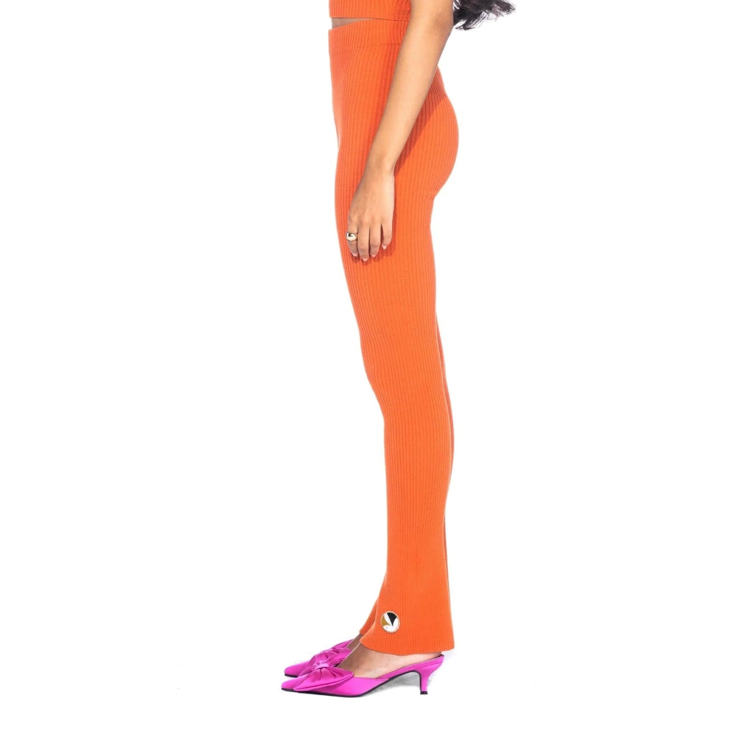 Playboy Flared Ribbed leggings a zampa neri cotone elasticizzato