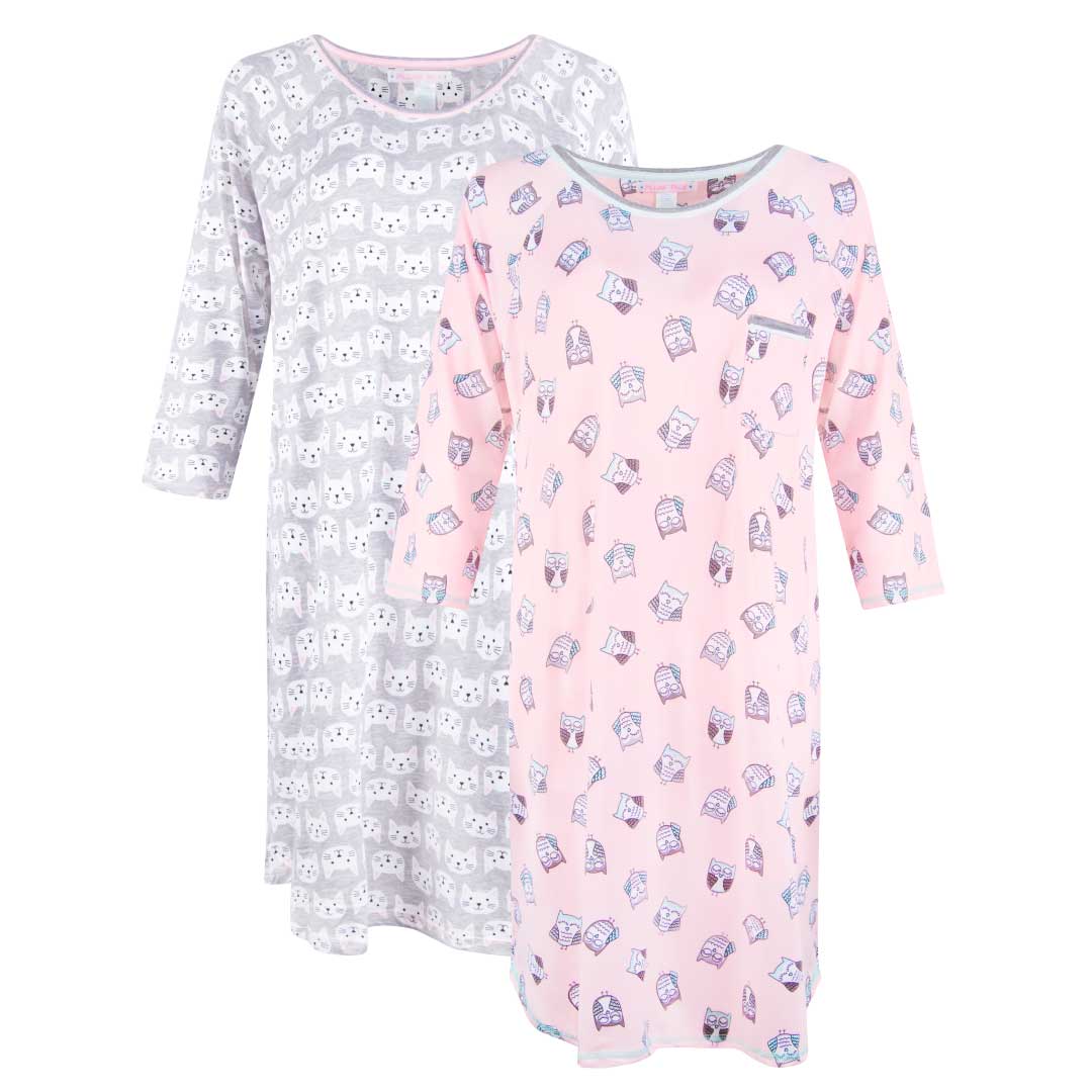 René Rofé Lightweight camicia notte manica lunga 2 pezzi 1X