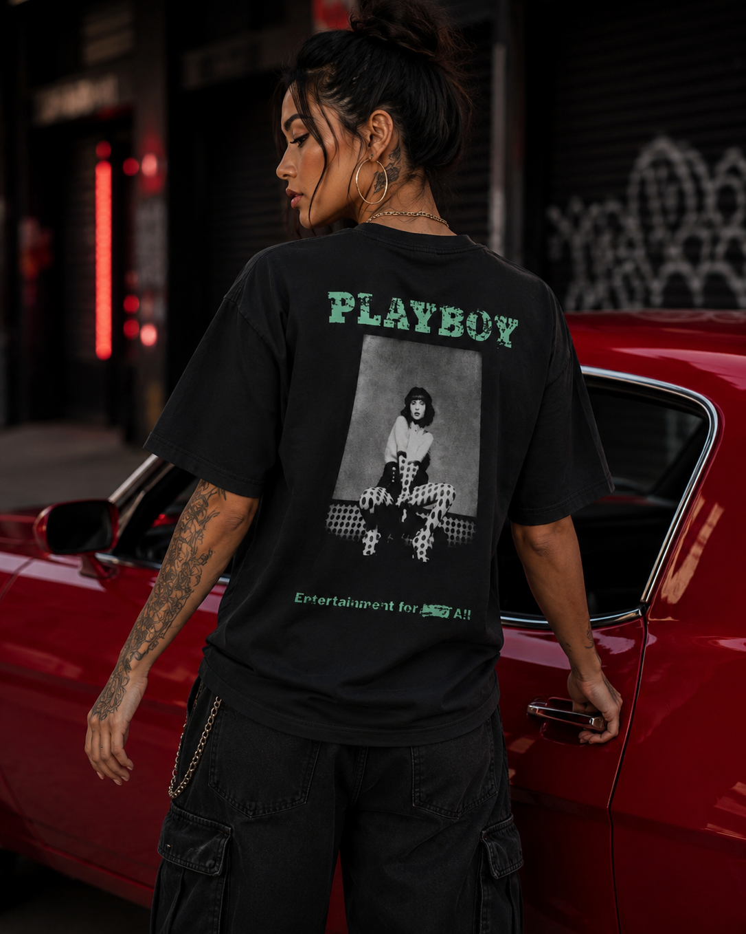 Playboy Dots Tee t-shirt nera cotone unisex