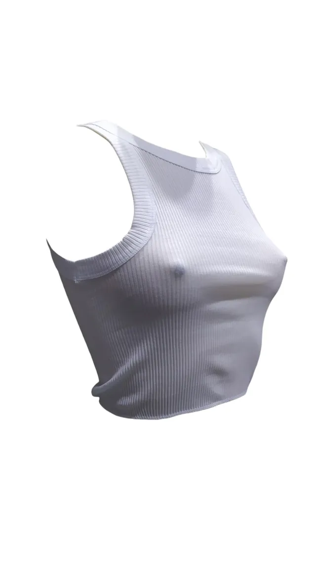 Egi Basic Cotton Top Plissè Taglio Corto Donna Bianco S