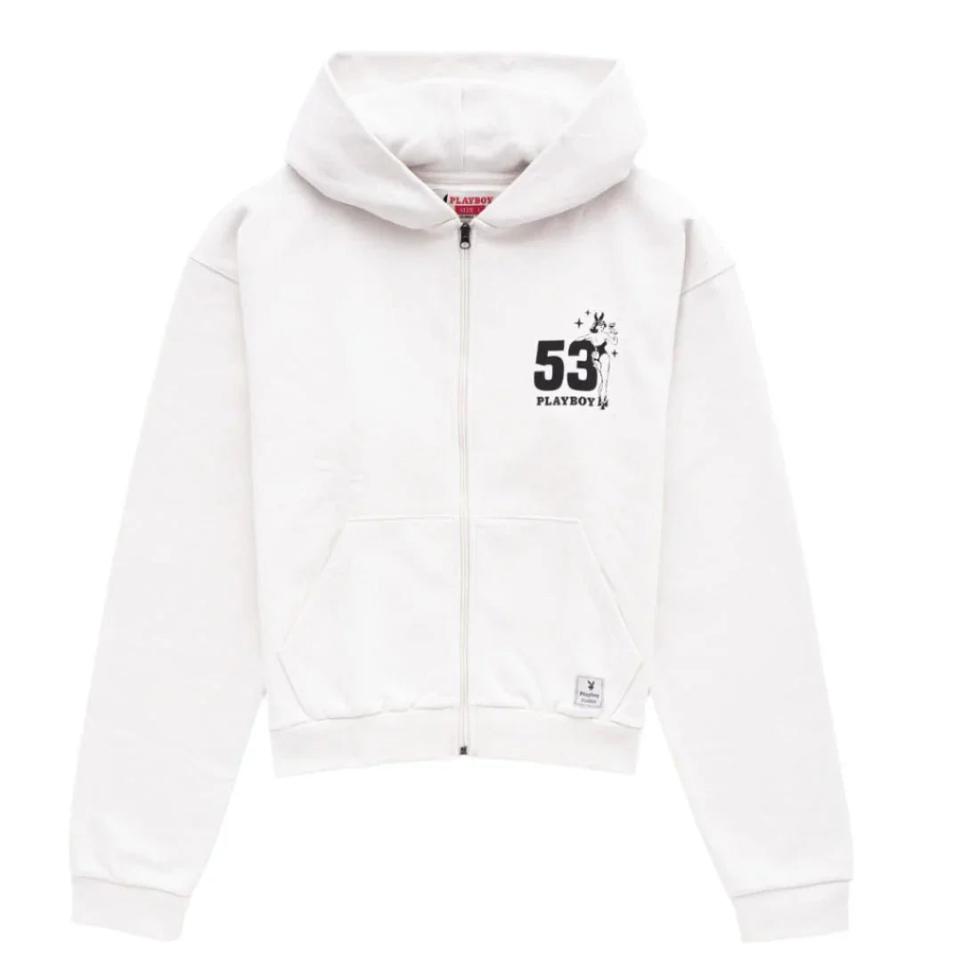 Playboy 53 Felpa con Zip Donna Uomo con Cappuccio Cotone