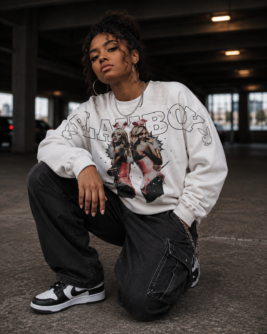 Playboy Twins Sweatshirt felpa cotone vintage black