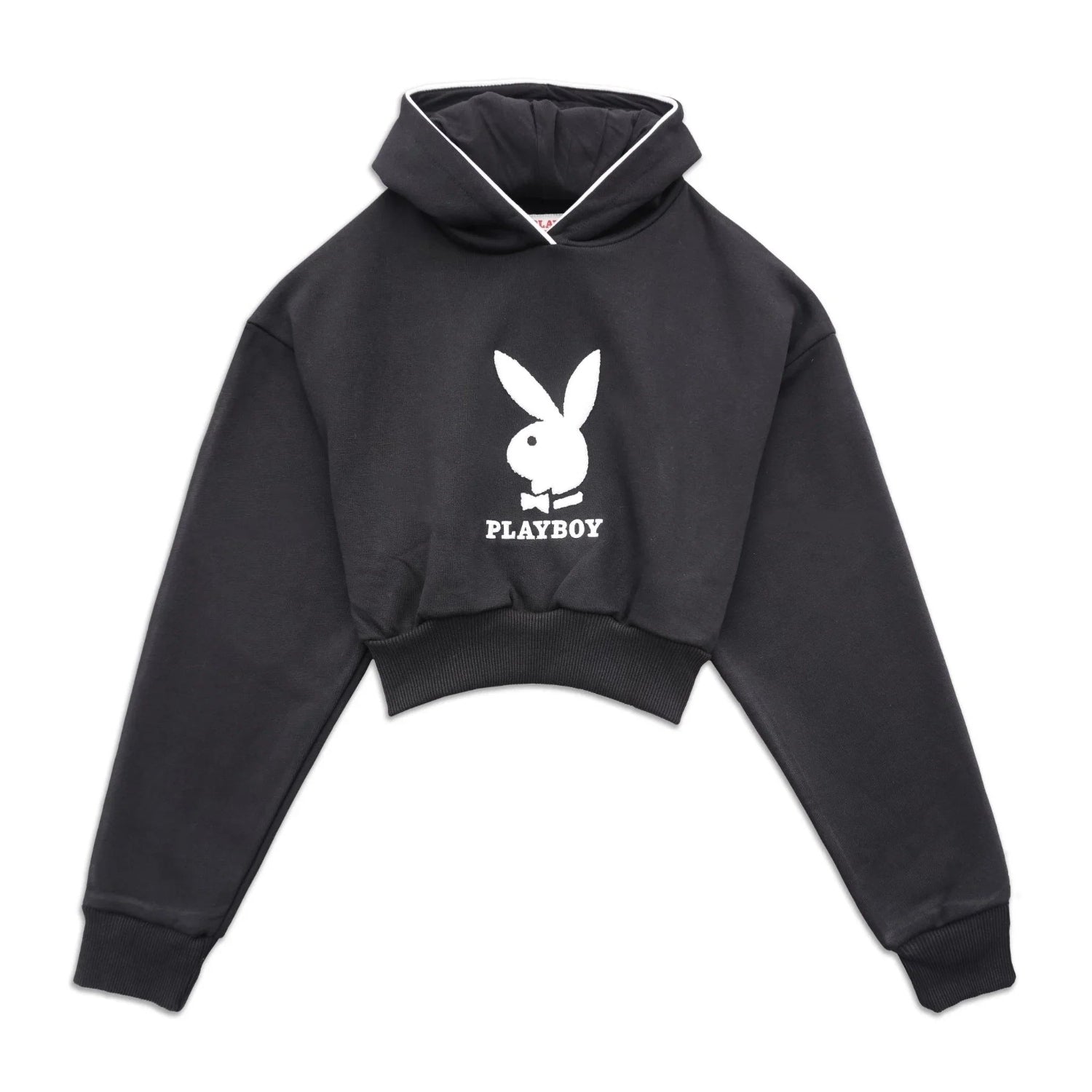Playboy Cropped Chenille felpa hoodie bianca corta