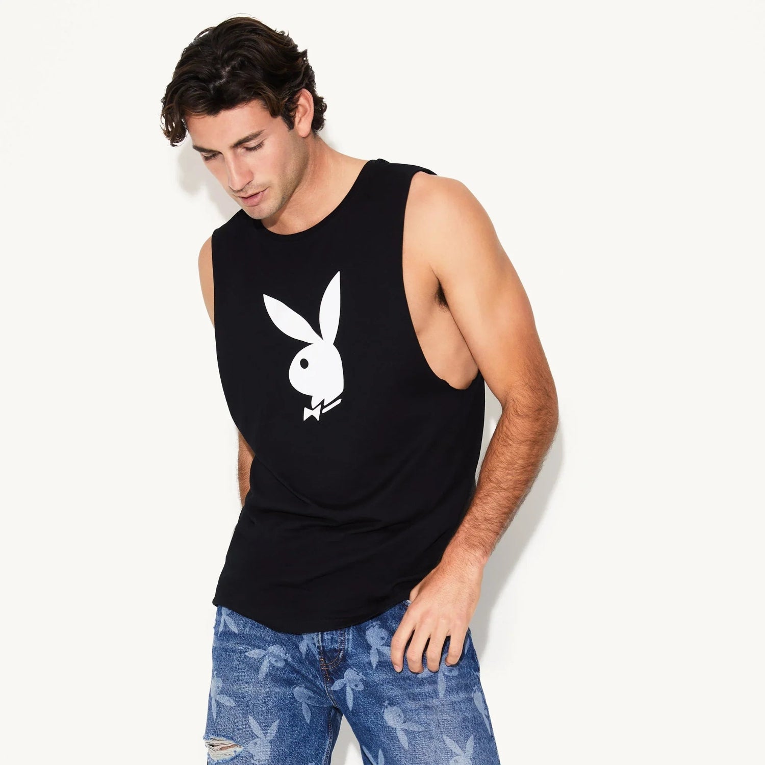 Playboy Rabbit Head canotta cotone bianca leggera