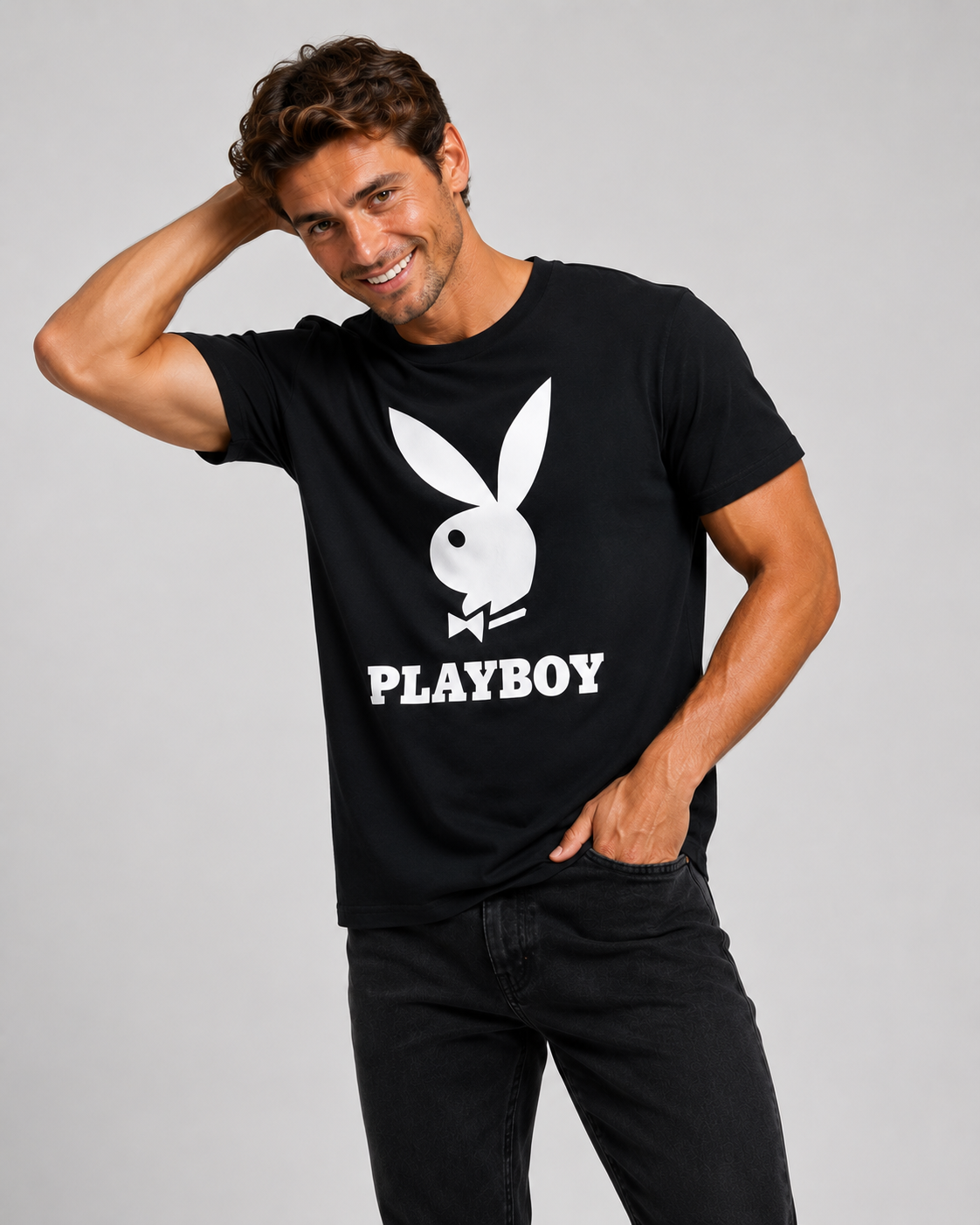 Playboy Logo T-Shirt maglietta cotone bianca