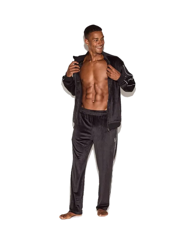 Playboy Velour Pant pantalone tuta uomo nero velluto morbido