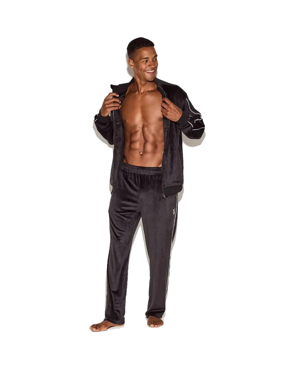 Playboy Velour Pant pantalone tuta uomo nero velluto morbido