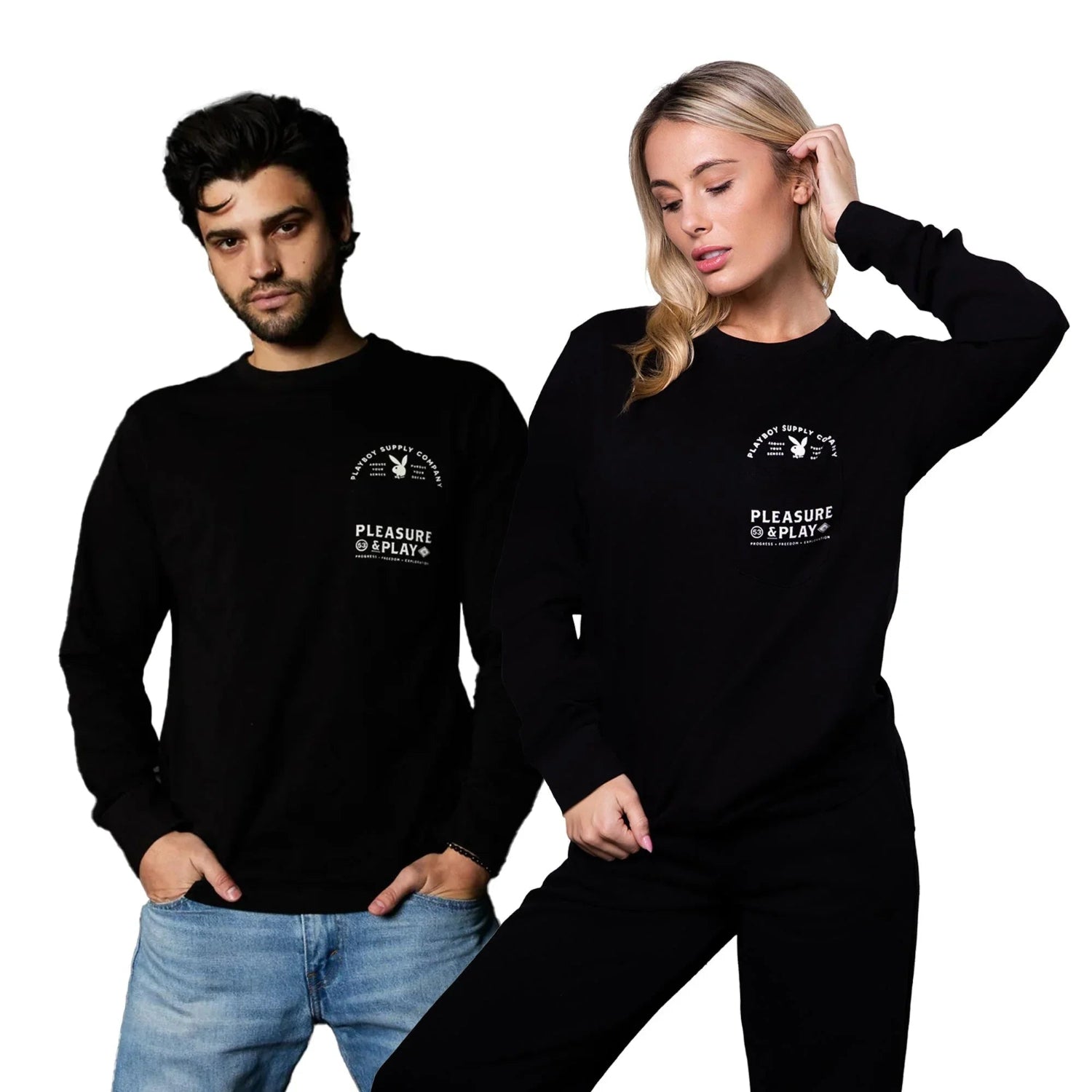 Playboy Play PB L/S Tee maglietta manica lunga cotone bianca