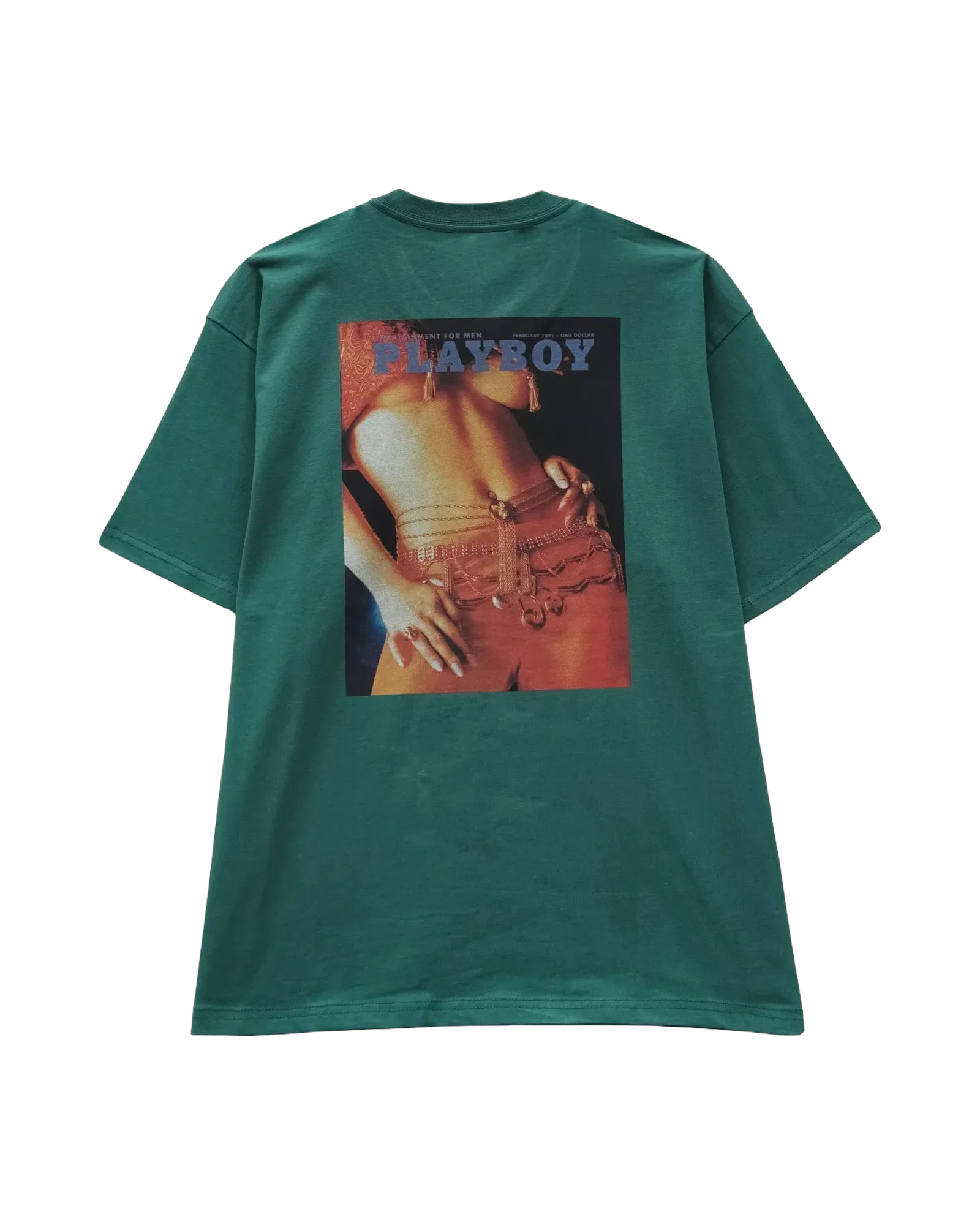 Playboy Feb 1971 Cover t-shirt verde cotone