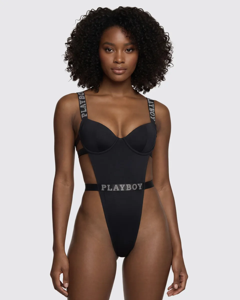 Playboy Bunny Beach costume intero nero modellante